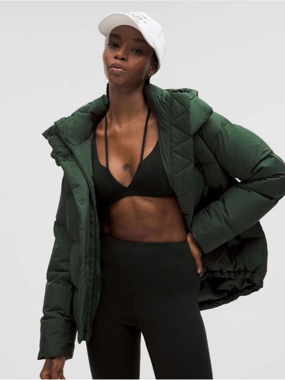 lululemon Women’s Wunder Puff hooded Jacket green L 600 Fill. - Picture 4 of 9